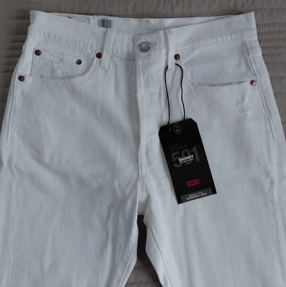 Levi's 501 High Rise Skinny In Cloud Over Sz 28 Nwt - Picture 6 of 15